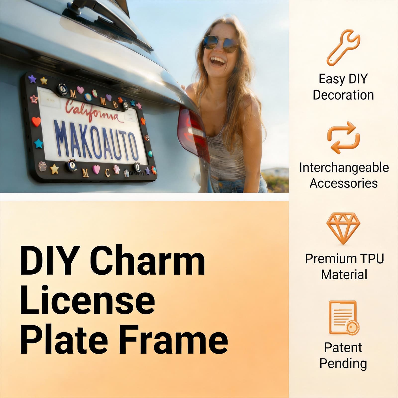 MakoAuto custom license plate frames — bulk dealer lineup in multiple colorways