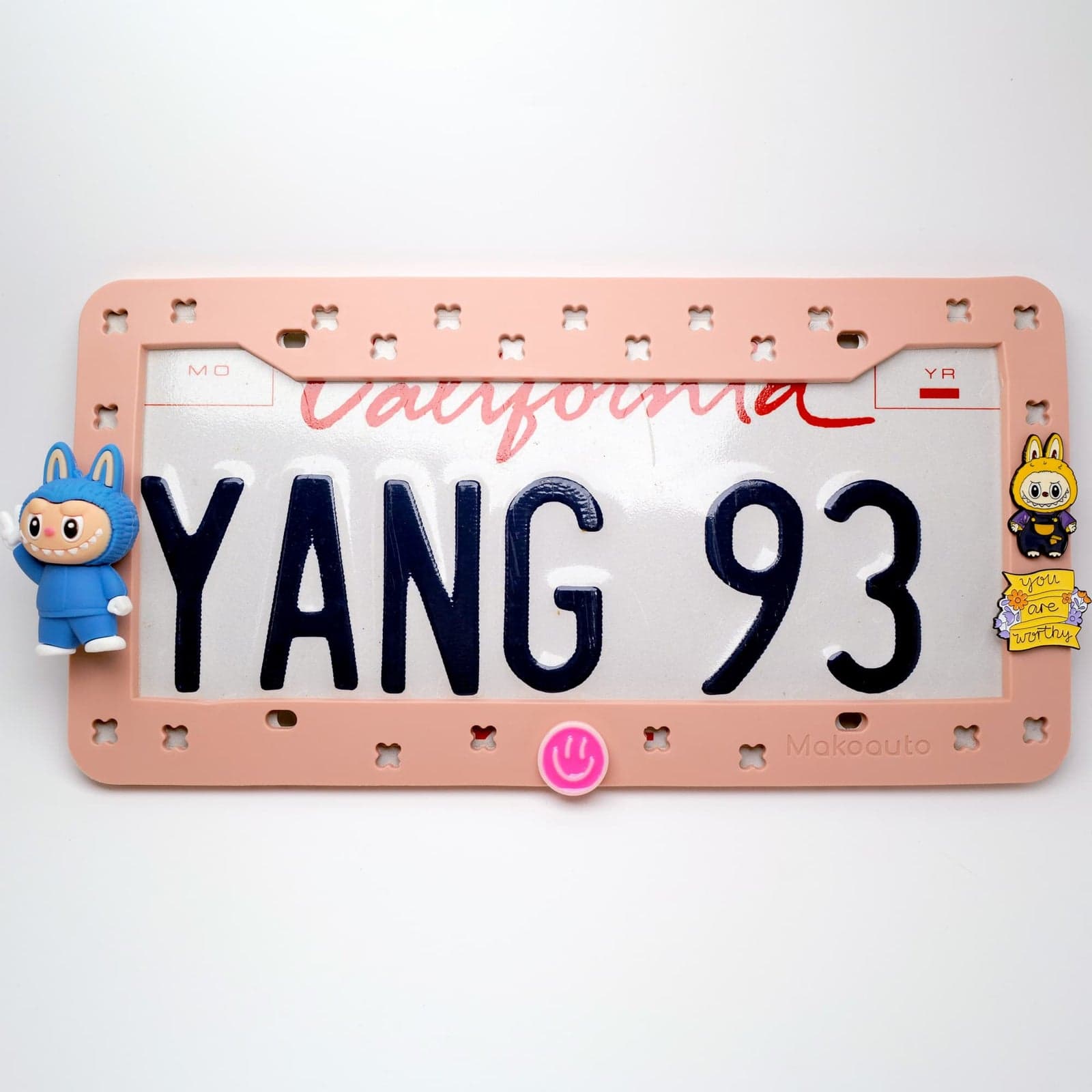 MakoAuto Premium Pink Frame & Kawaii Doll Charm Set